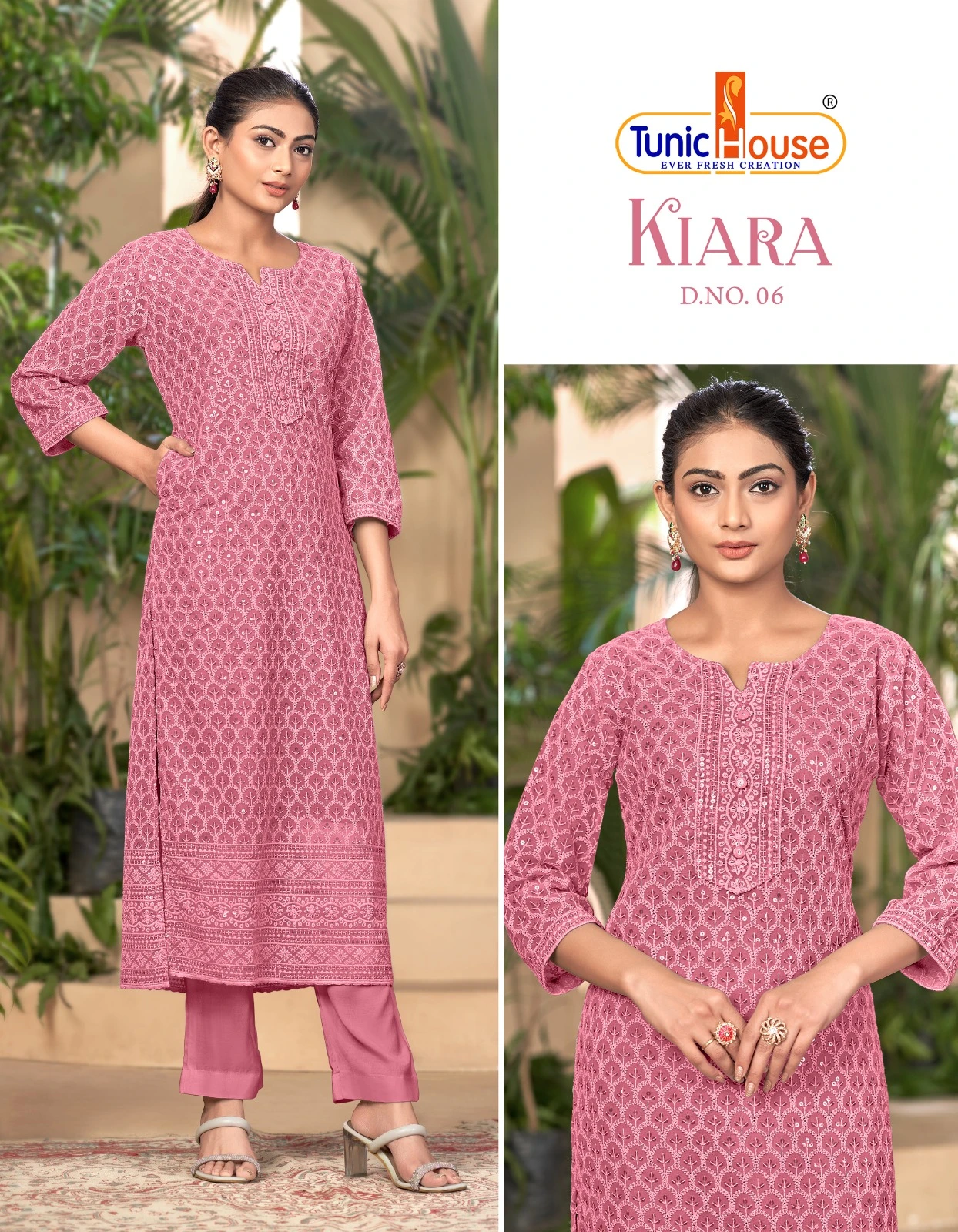Tunic House Kiara Georgette Wholesale Chikankari Kurtis Catalog — Wholesale Kurtis, MPA wholesale from Surat - Gallery Image 7